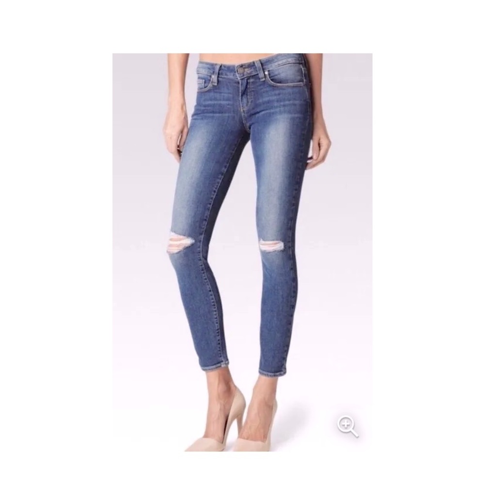 Paige Verdugo Ankle Zoey Destructed Skinny Jeans Blue Size 26